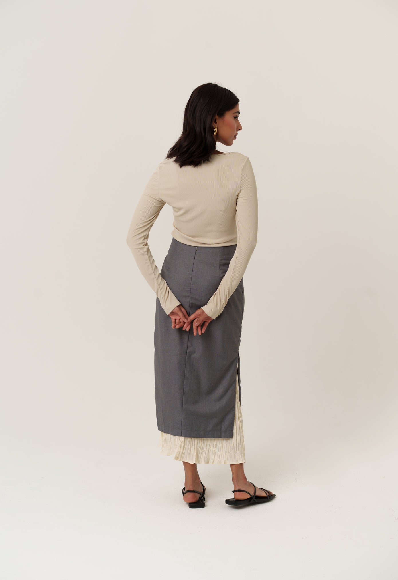 Grey Skirt with Pleats