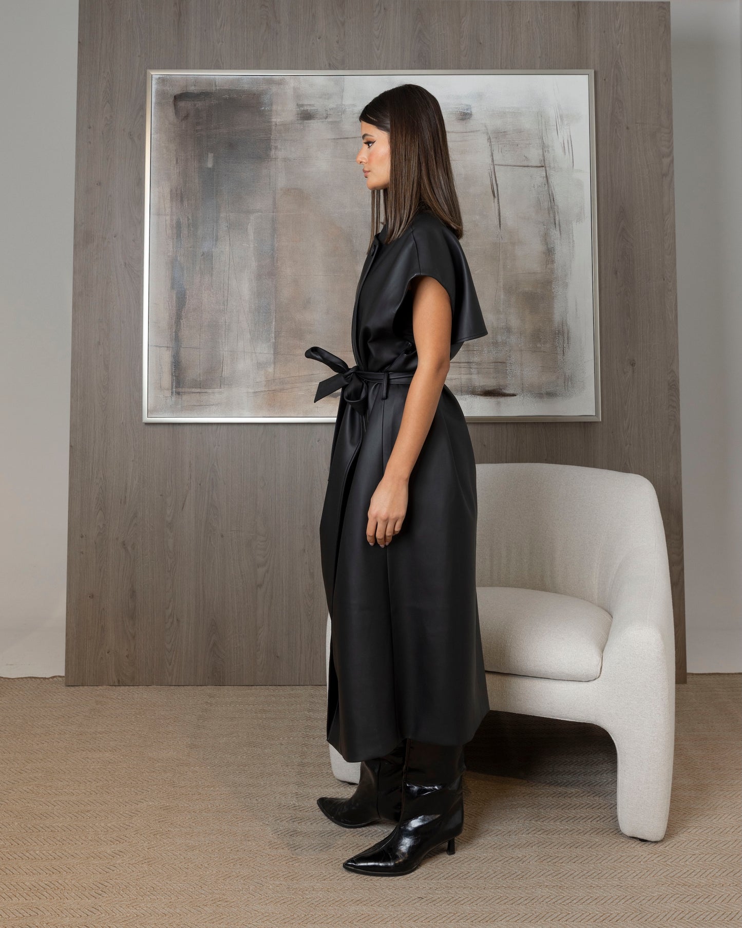 Oversized Long Leather Vest