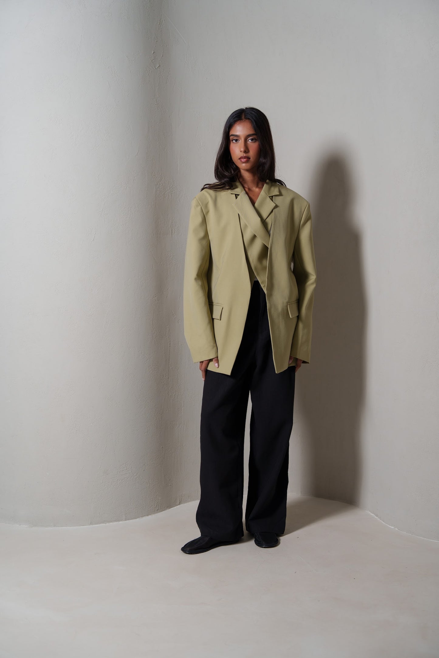 Khaki Blazer with Inner Wrap