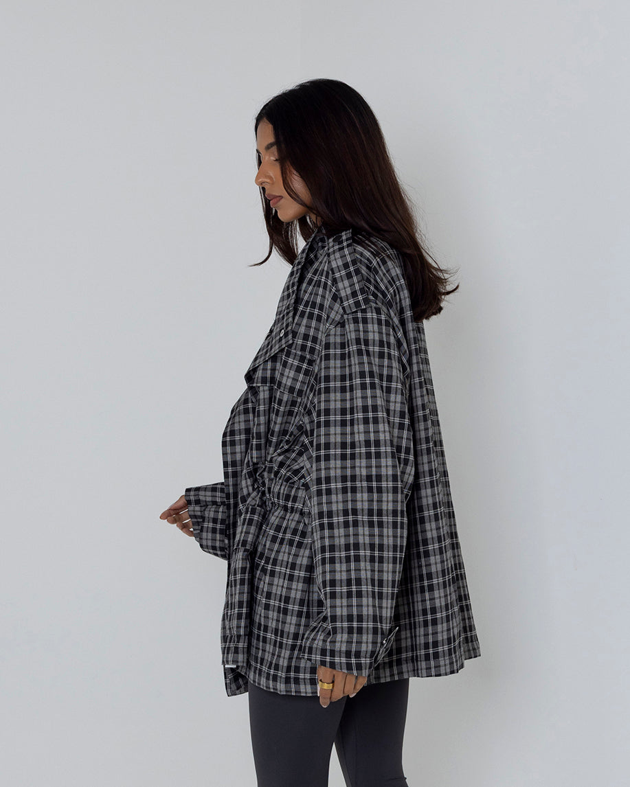 Ruched Plaid Shirt