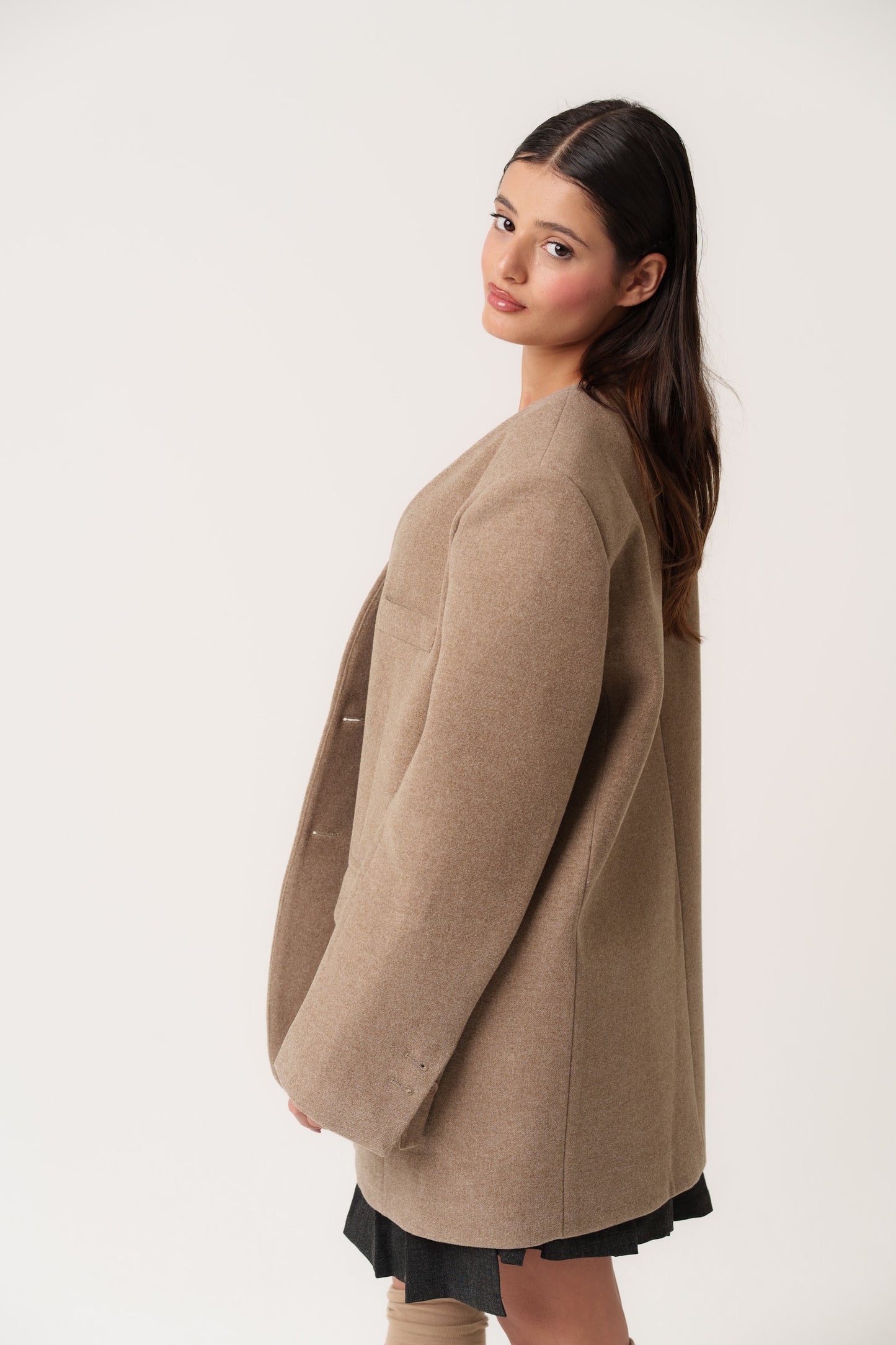 Oversized Wool Beige Jacket