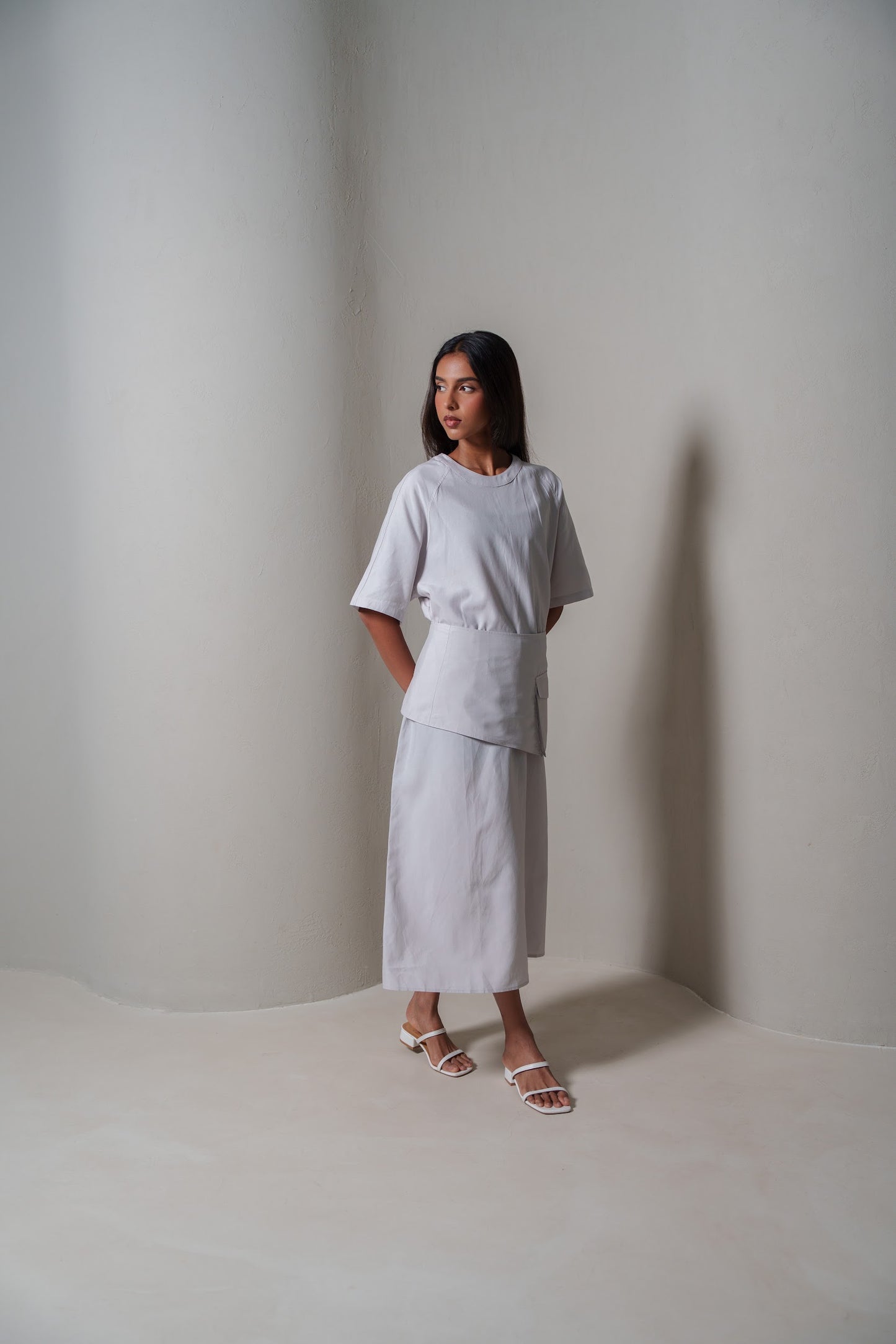 Modern Grey Belted Dress