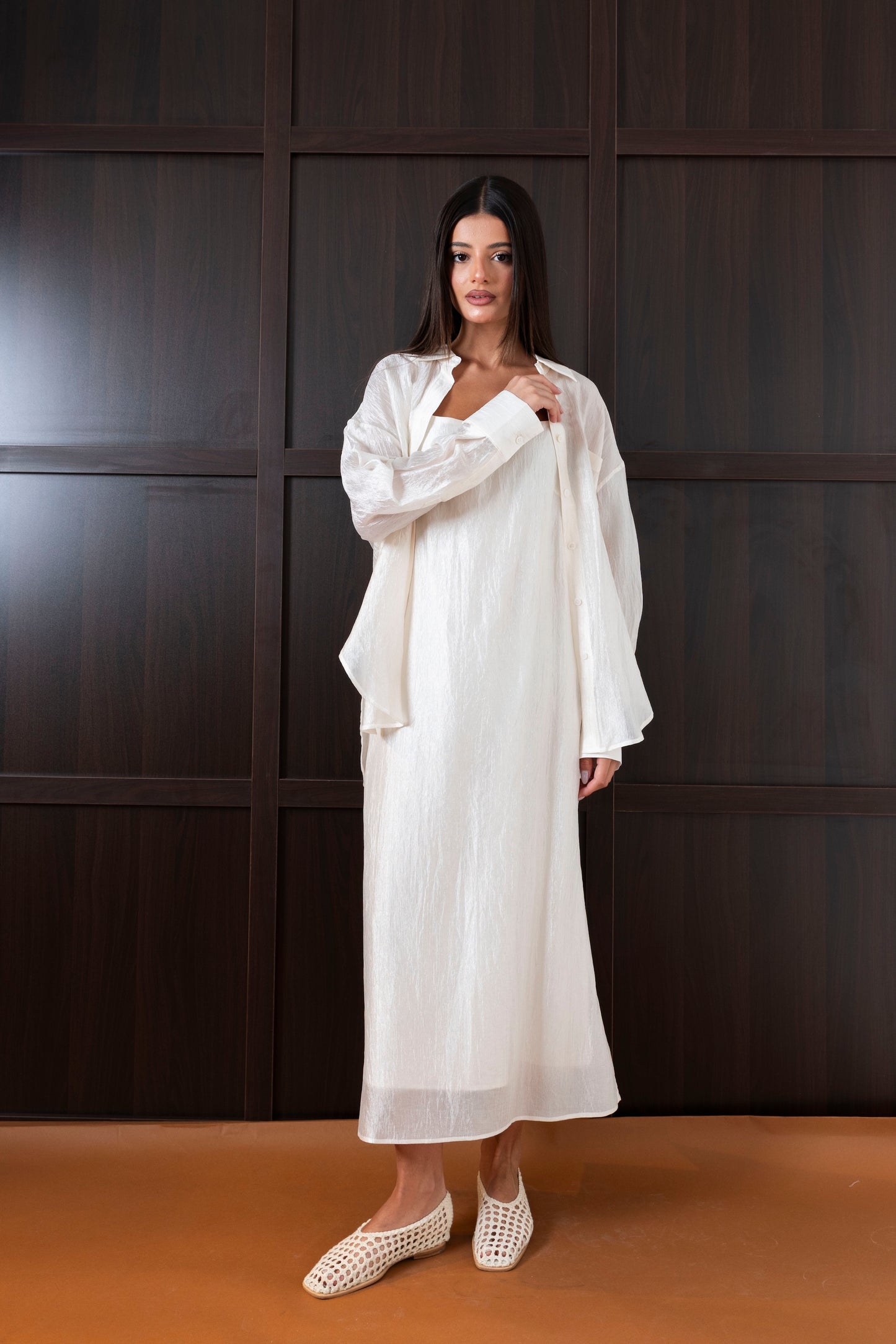 Creme Dress & Shirt Set