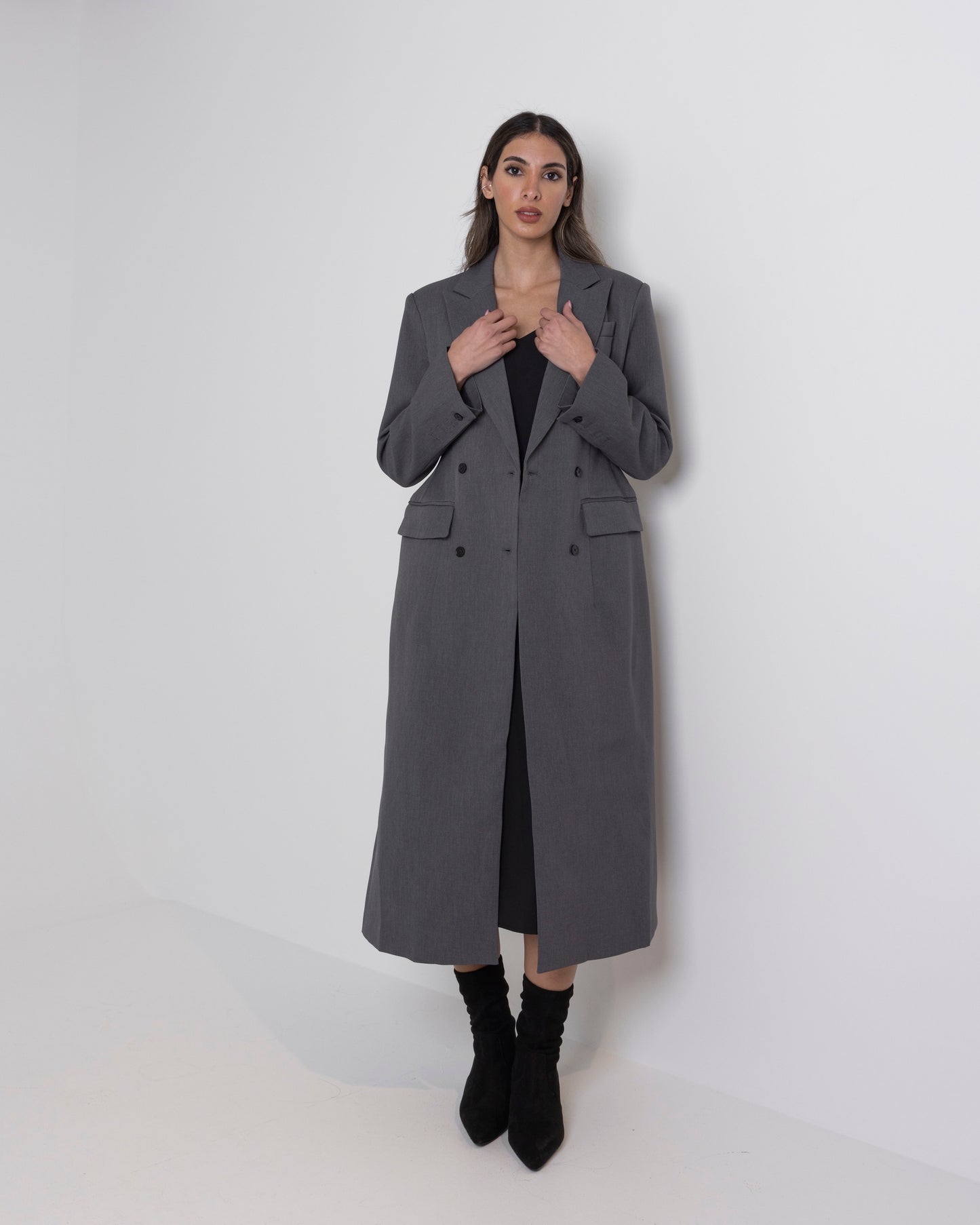Long Grey Waisted Coat