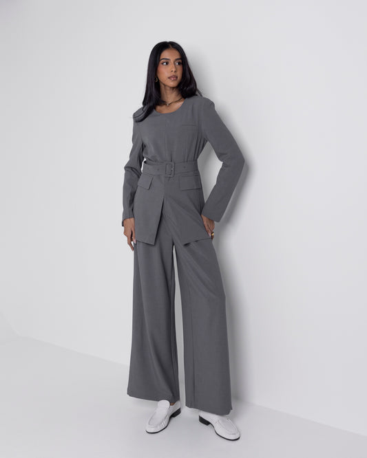 Suit-like Grey Top with Pants (Set)