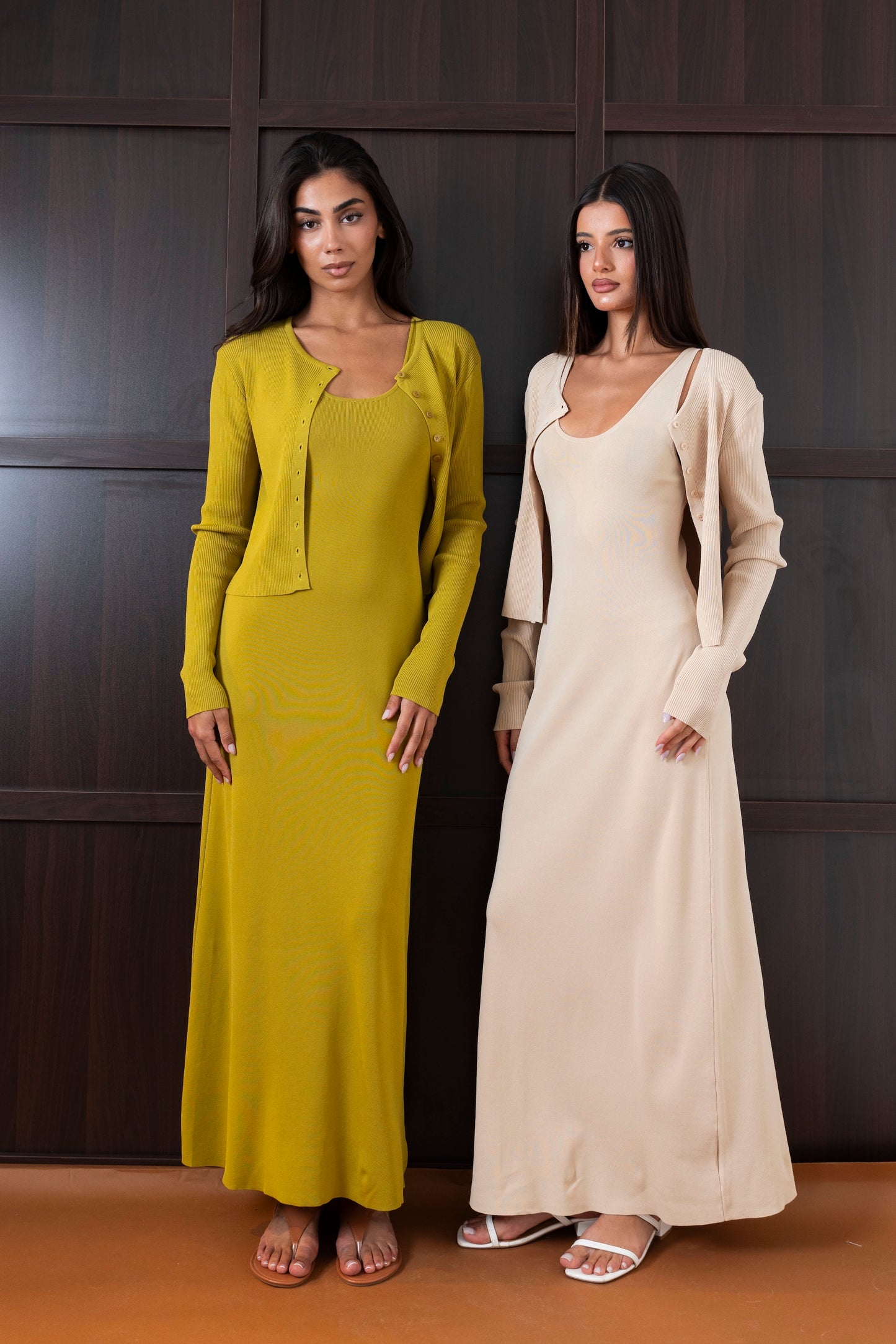 Ribbed Maxi Dress & Short Cardigan
