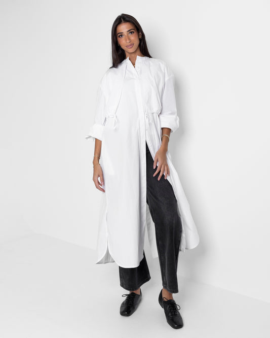 Double Layered Long White Shirt