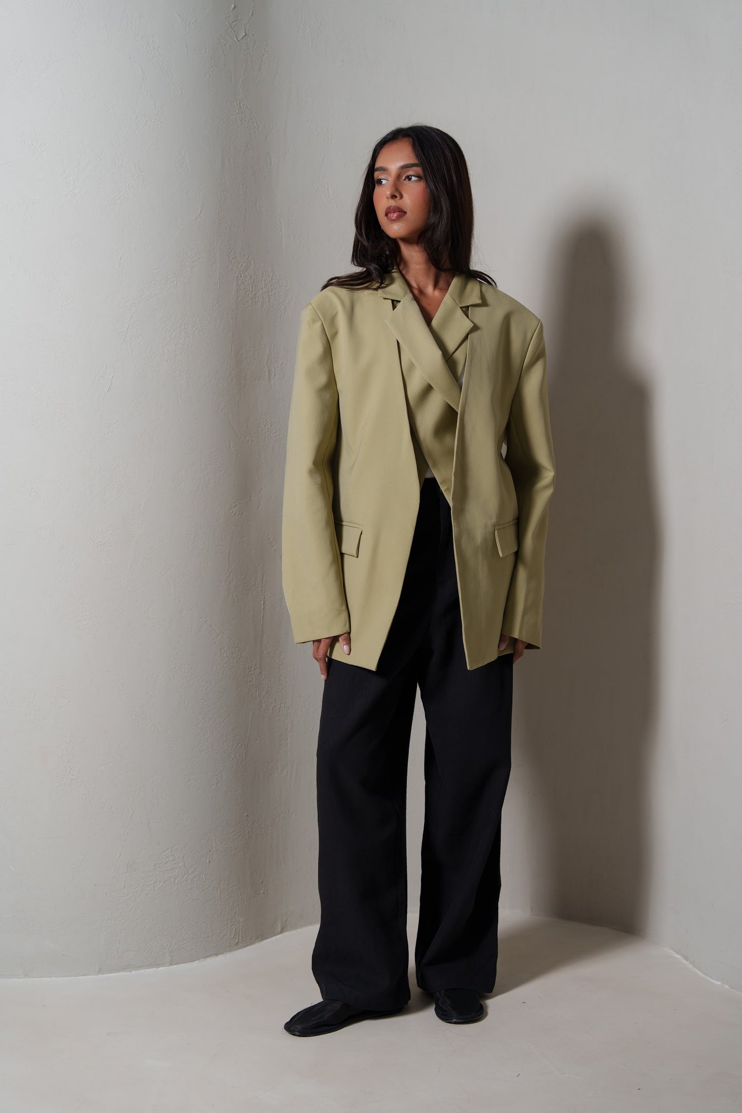 Khaki Blazer with Inner Wrap