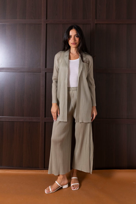 Light Taupe Pleated Set