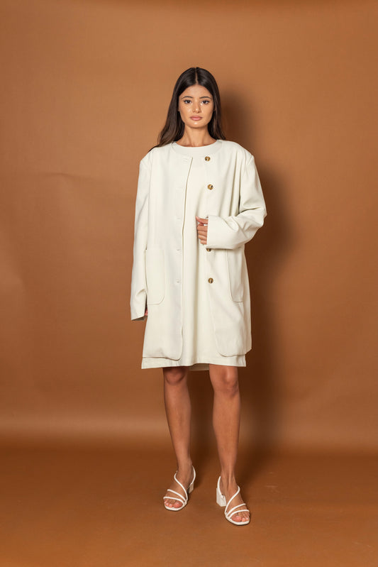 Ivory Dress & Blazer Set