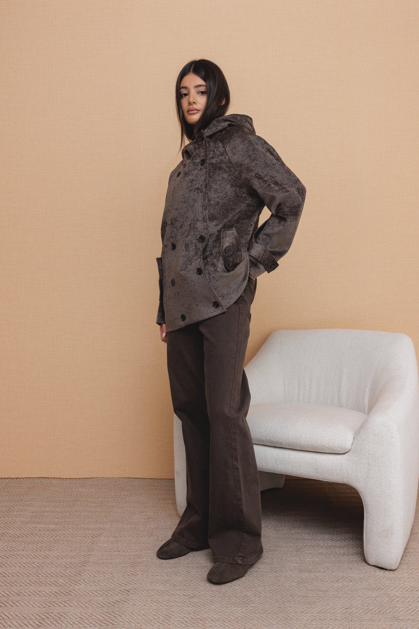 Velvet Short Trench Jacket