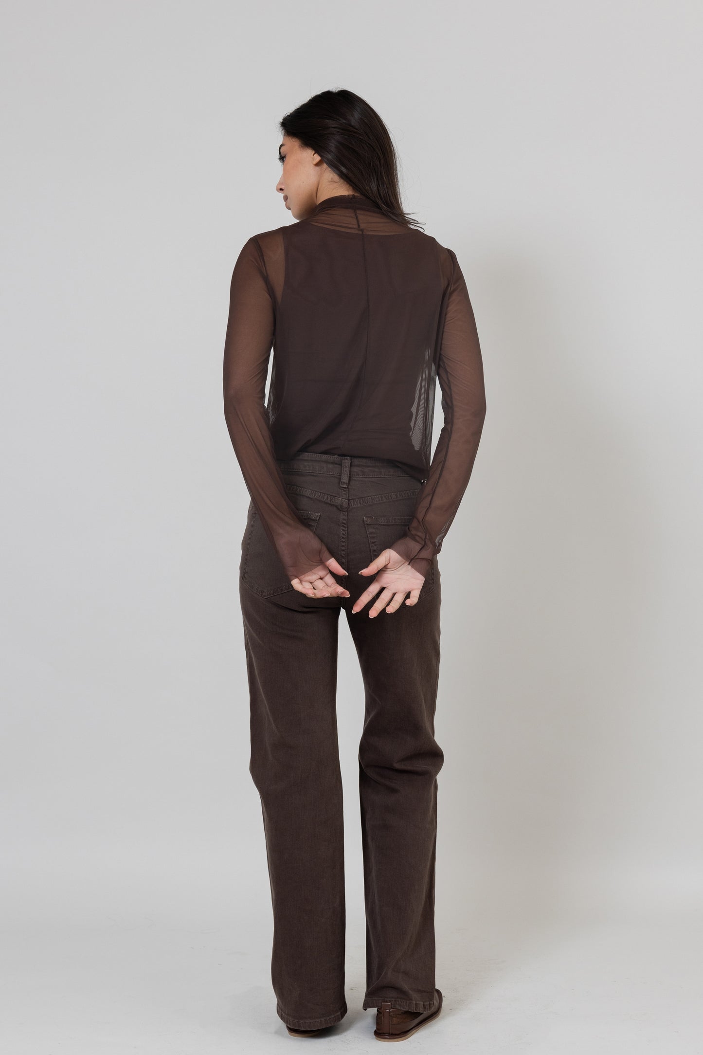 Brown Mesh Top