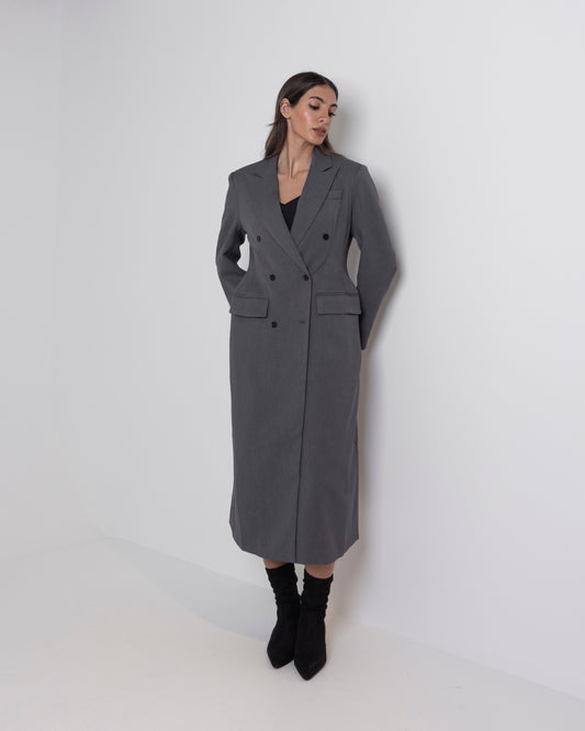 Long Grey Waisted Coat