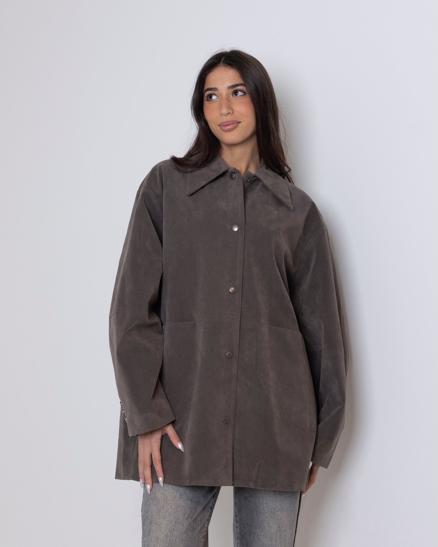 Suede Grey Collared Jacket