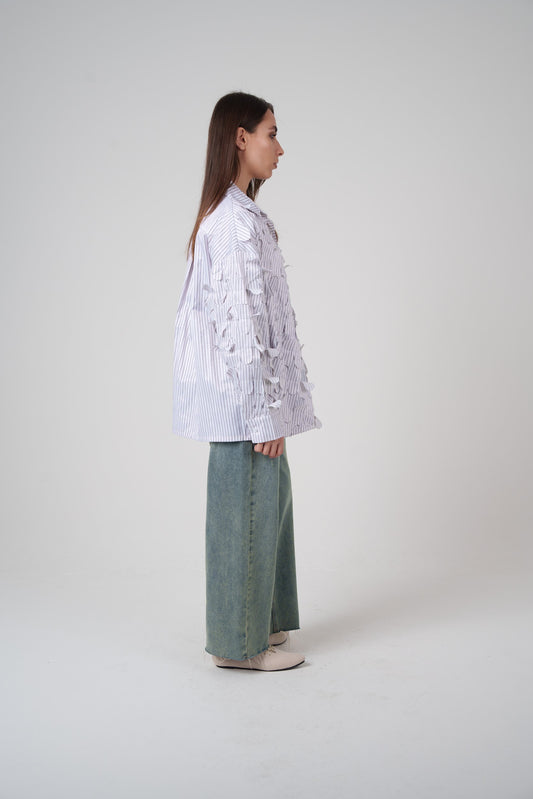 Embossed Patterned Button-up Shirt