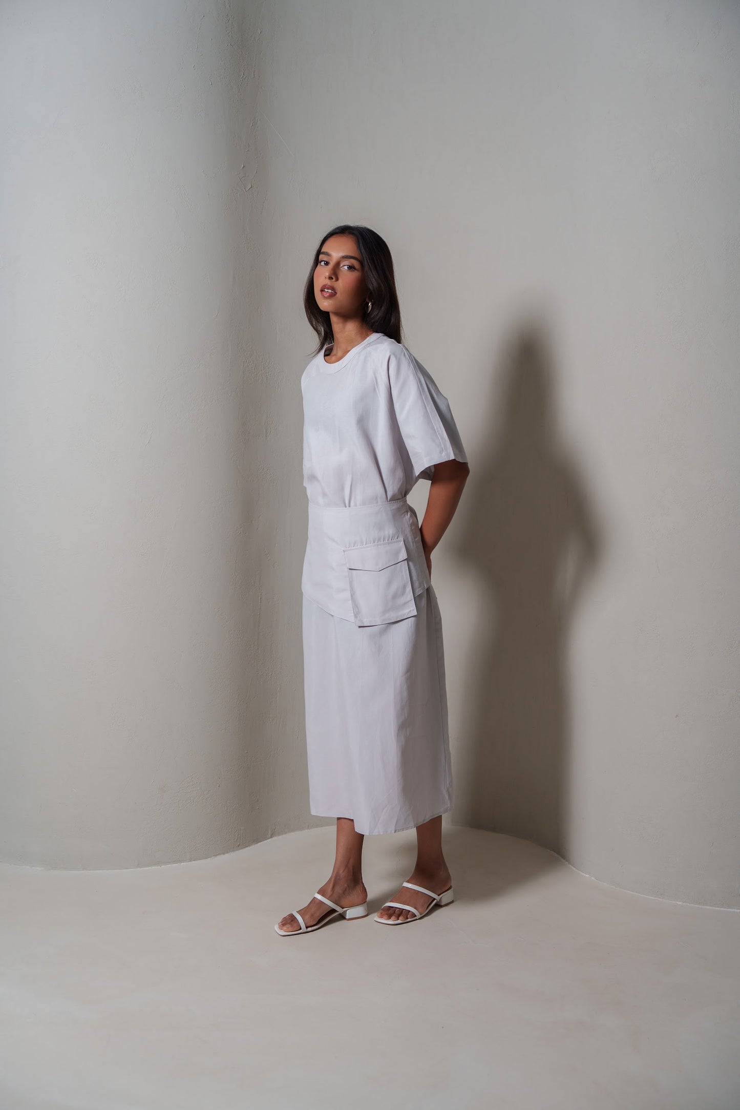 Modern Grey Belted Dress