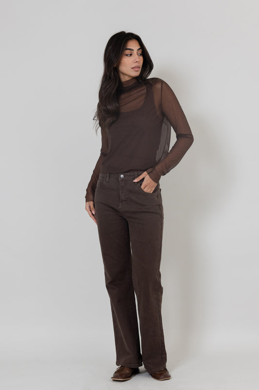 Brown Mesh Top