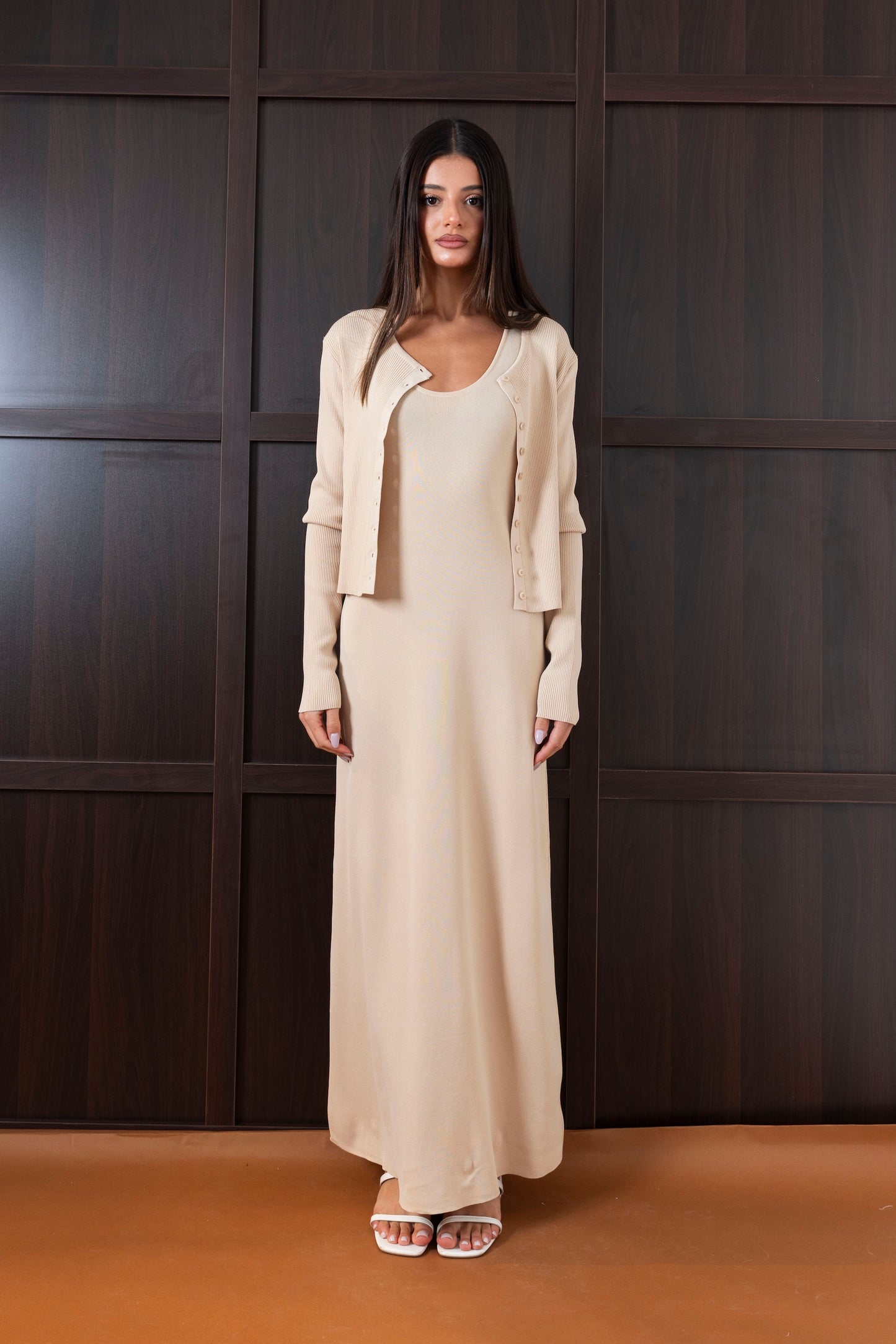 Ribbed Maxi Dress & Short Cardigan