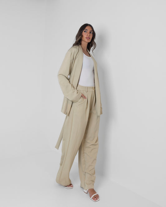 Beige Kimono-like Set