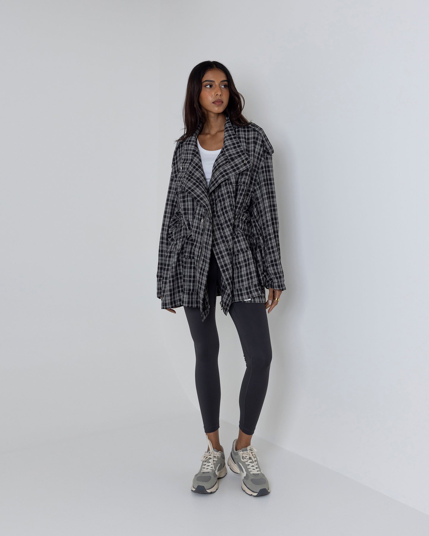 Ruched Plaid Shirt