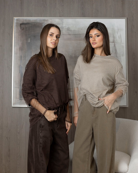 Cotton Shirt with Sheer