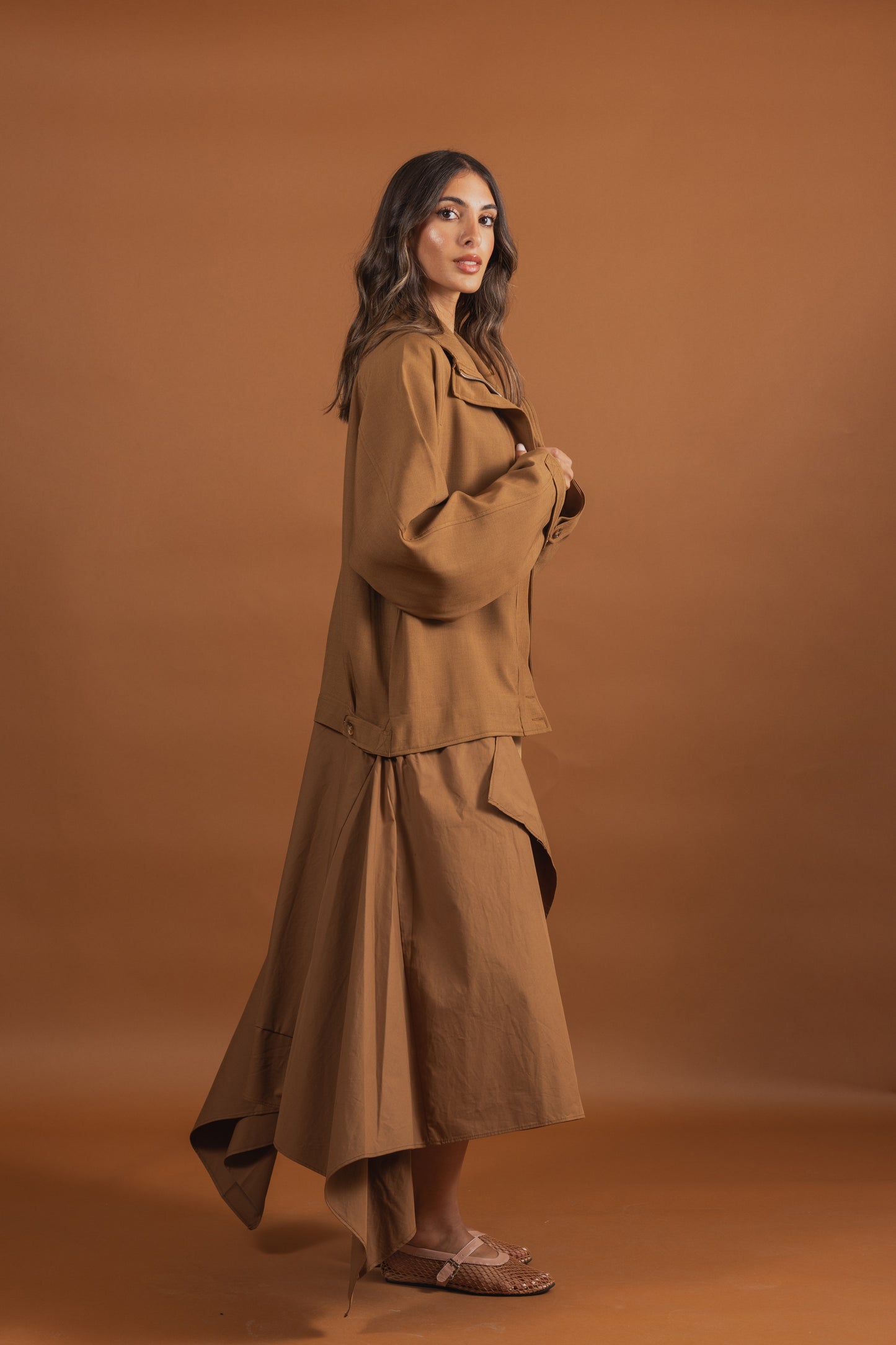 Chestnut Draped Jacket