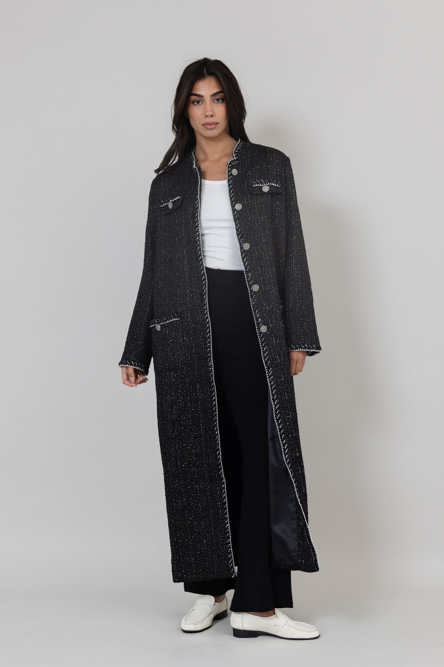 Tweed Black Long Jacket