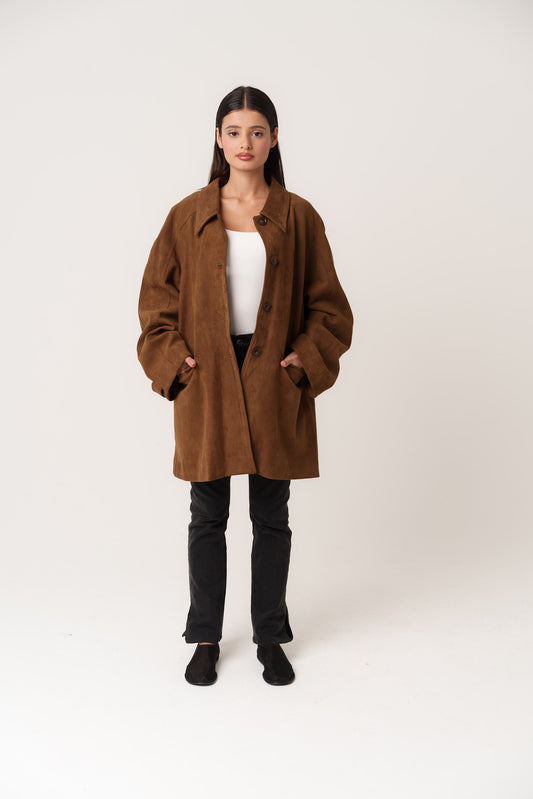 Camel Suede Long Jacket