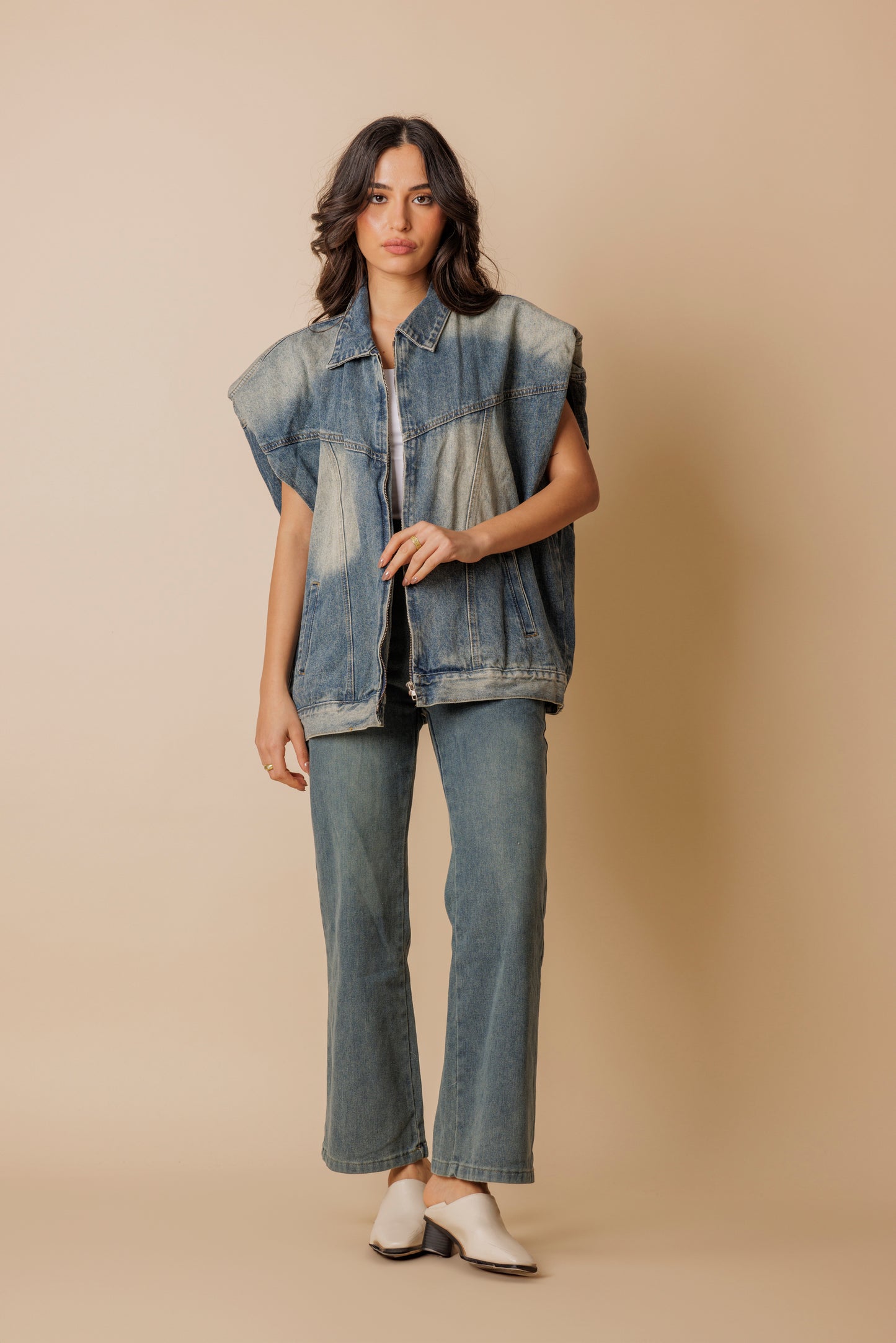 Oversized Denim Vest Black Guts Gusto