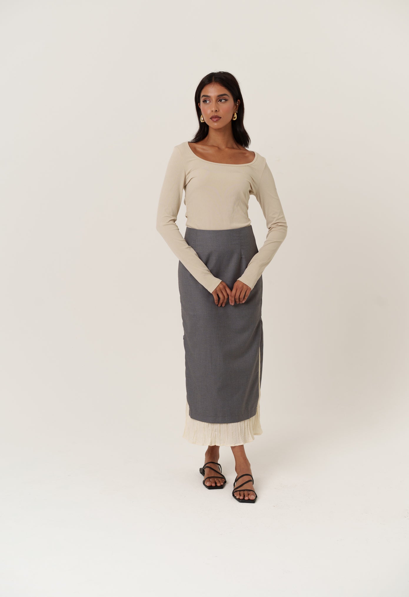 Grey Skirt with Pleats