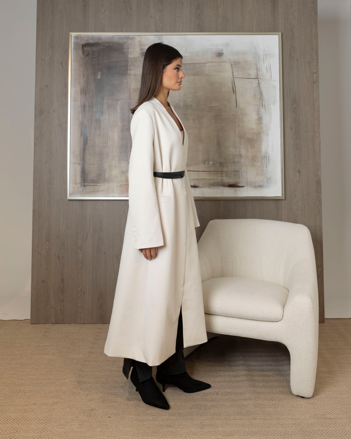 Collarless Jackets with Belt