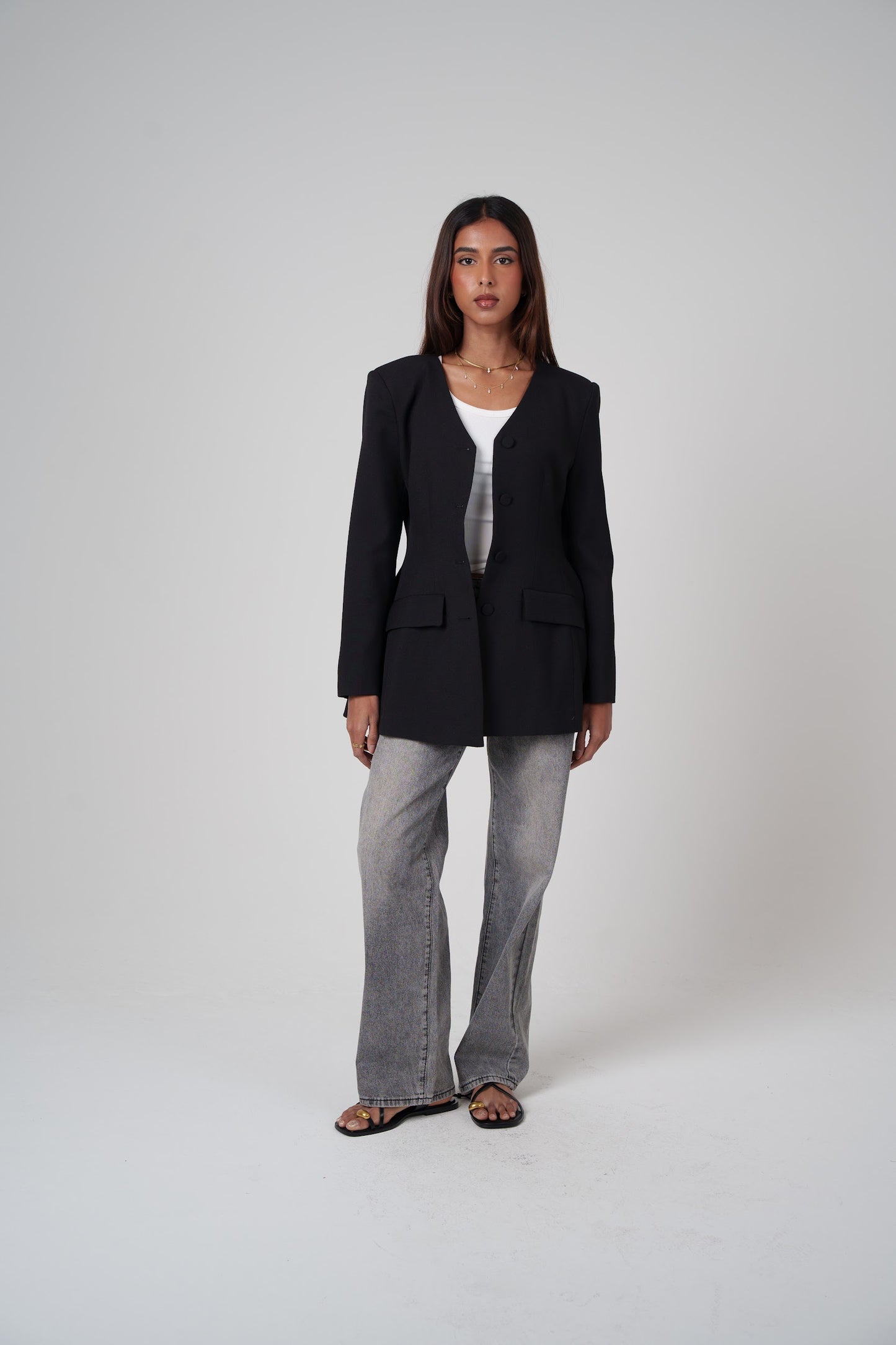 Structured Buttoned Blazer