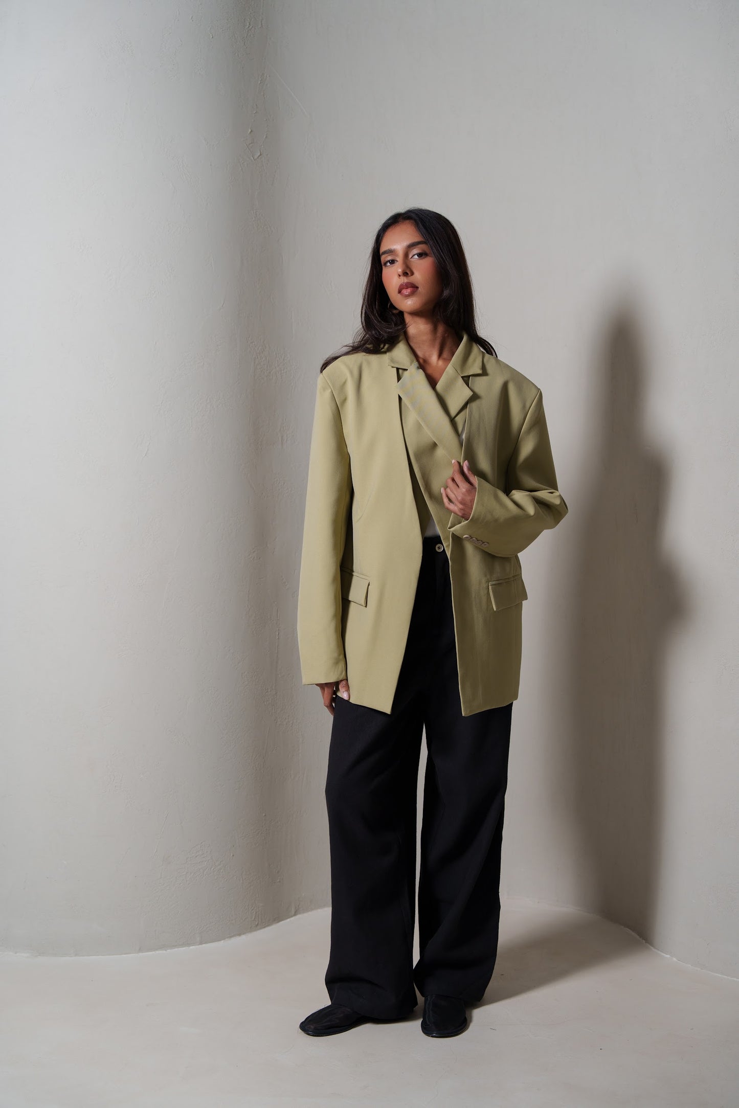 Khaki Blazer with Inner Wrap
