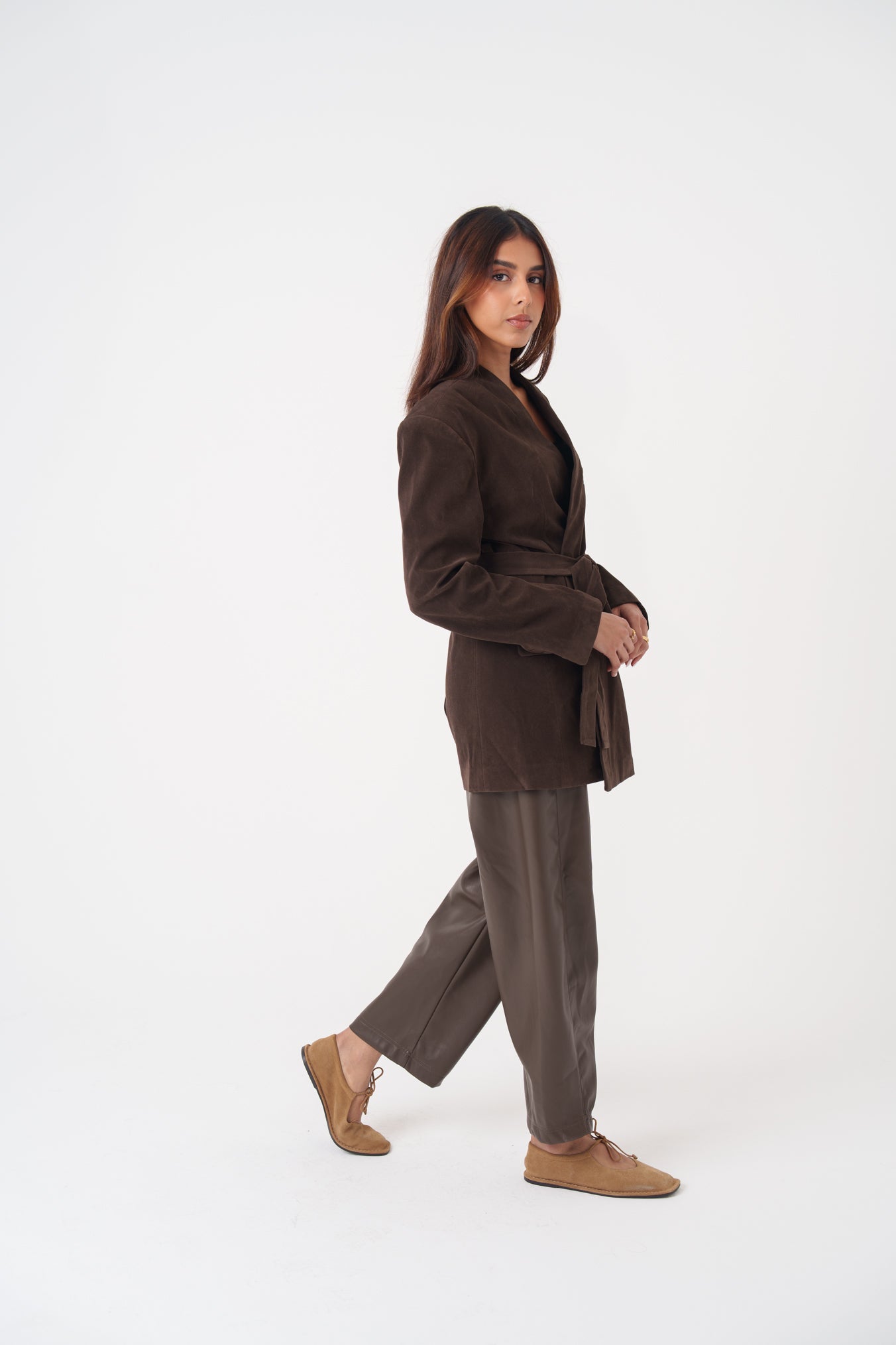 Brown Wrap Blazer with Belt