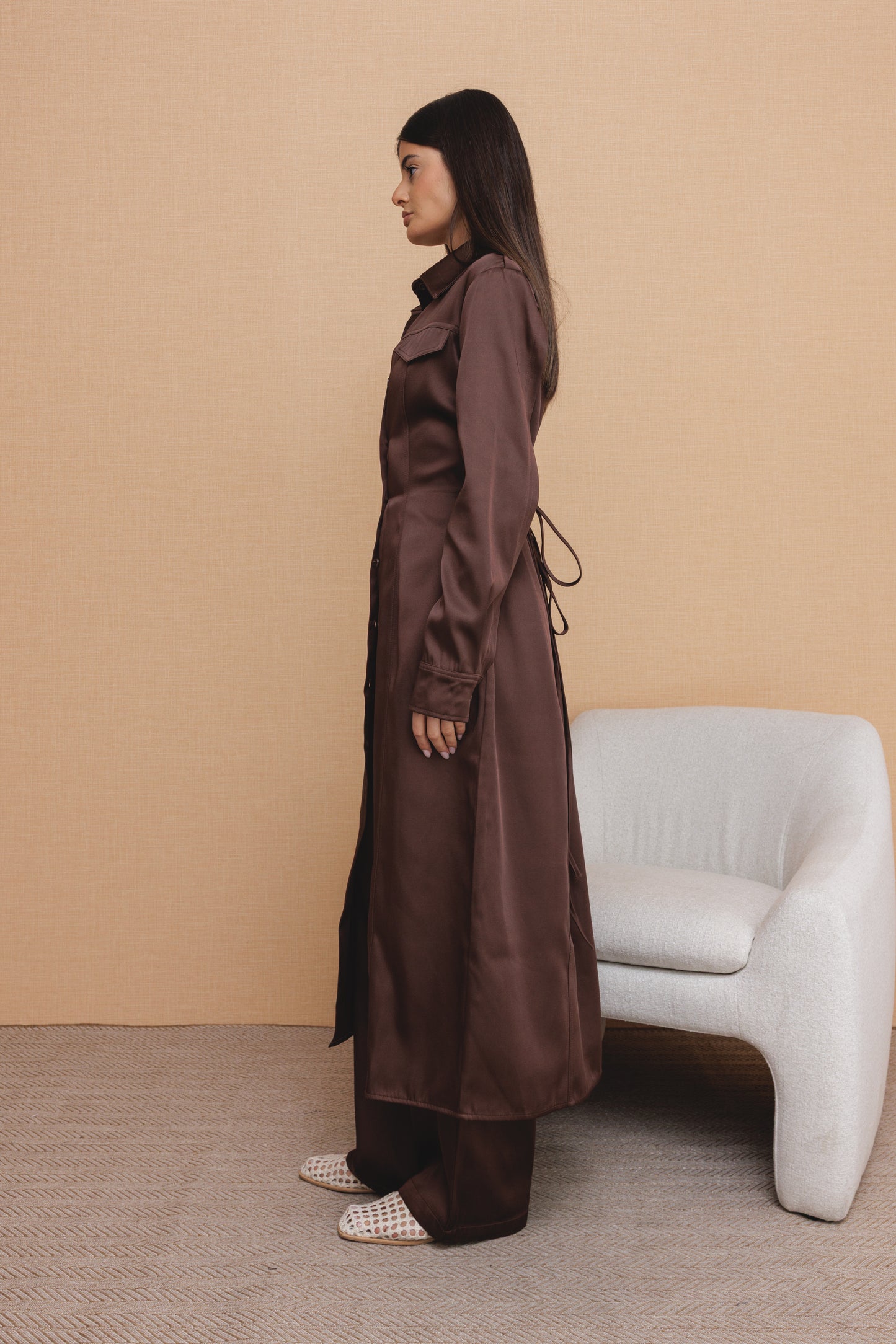 Brown Waisted Silk Set