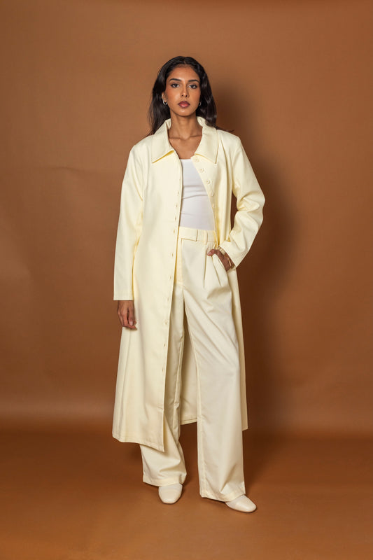 Pastel Yellow Buttoned Set