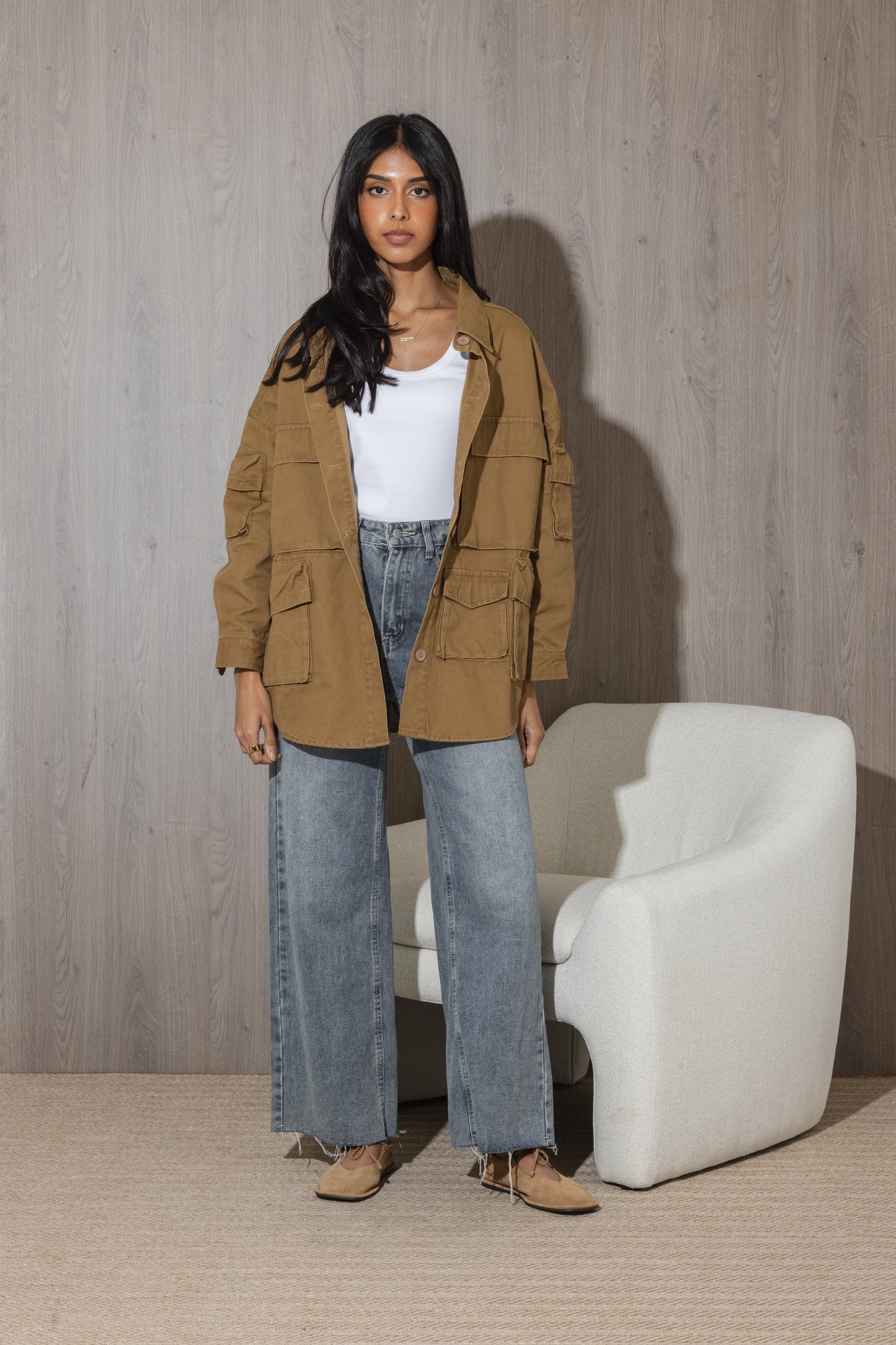 Denim Camel Cargo Shirt