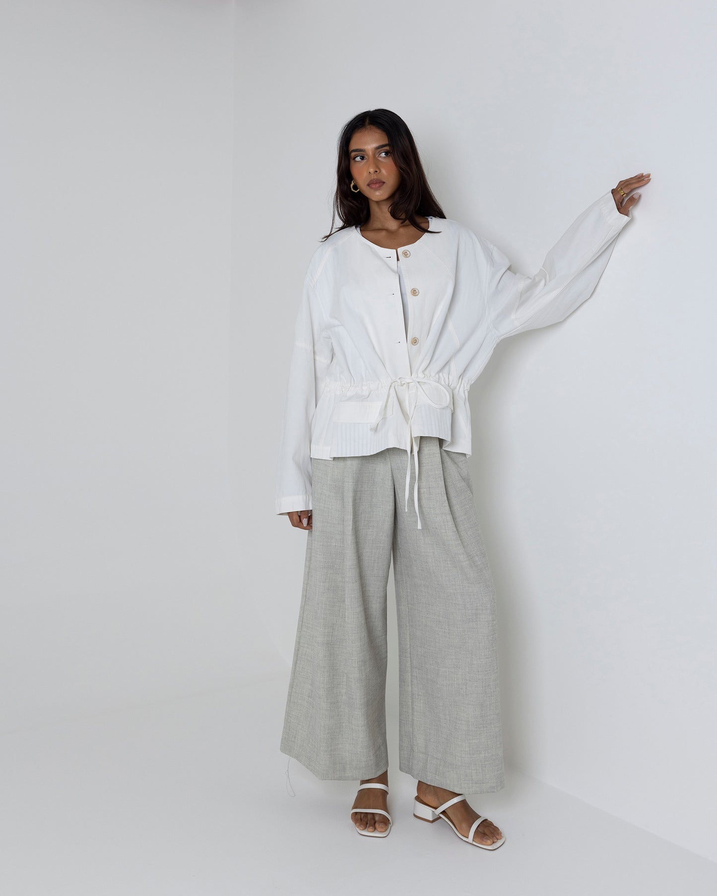 Buttoned Drawstring Jacket