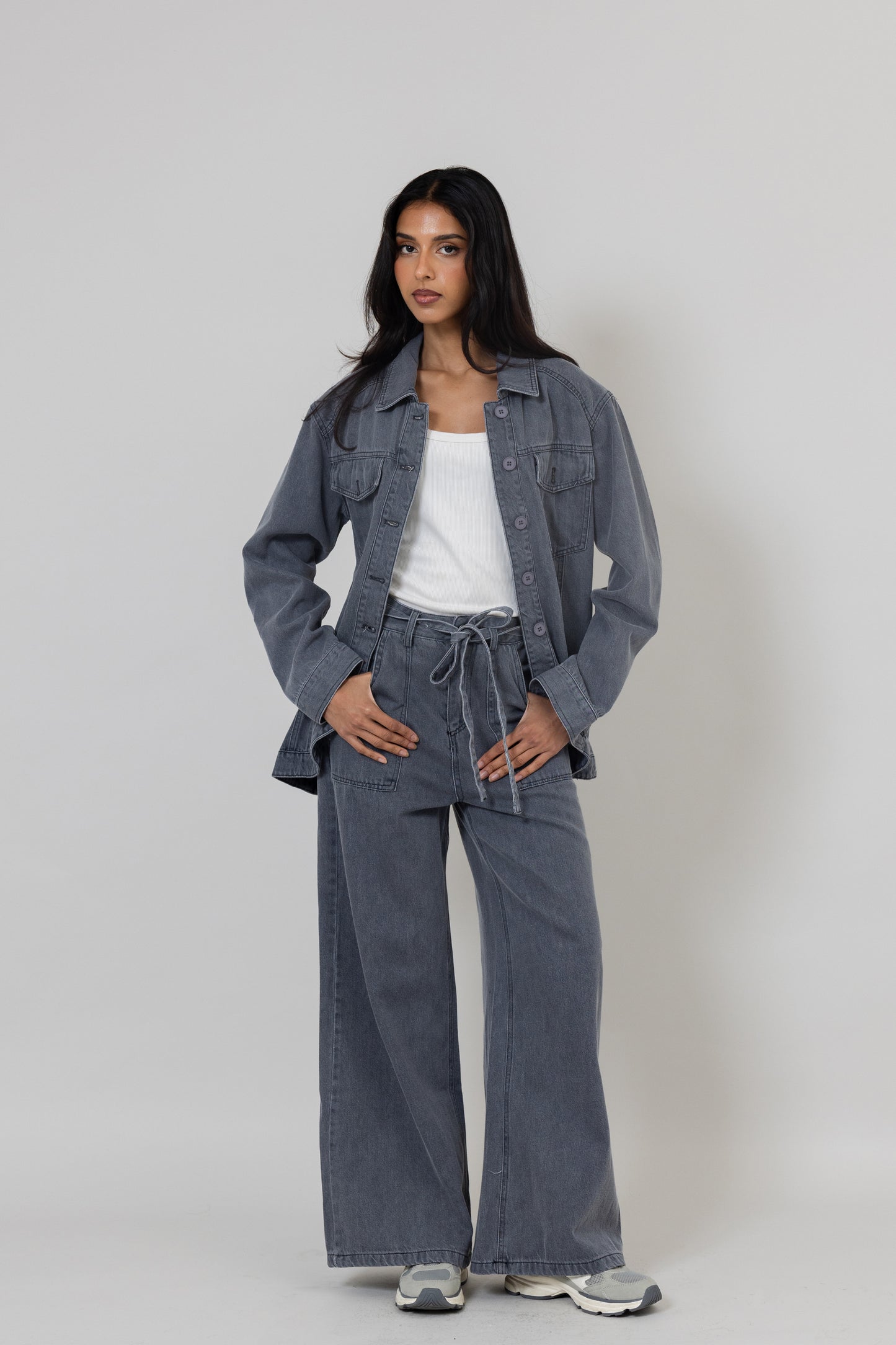 Grey Washed Denim Set