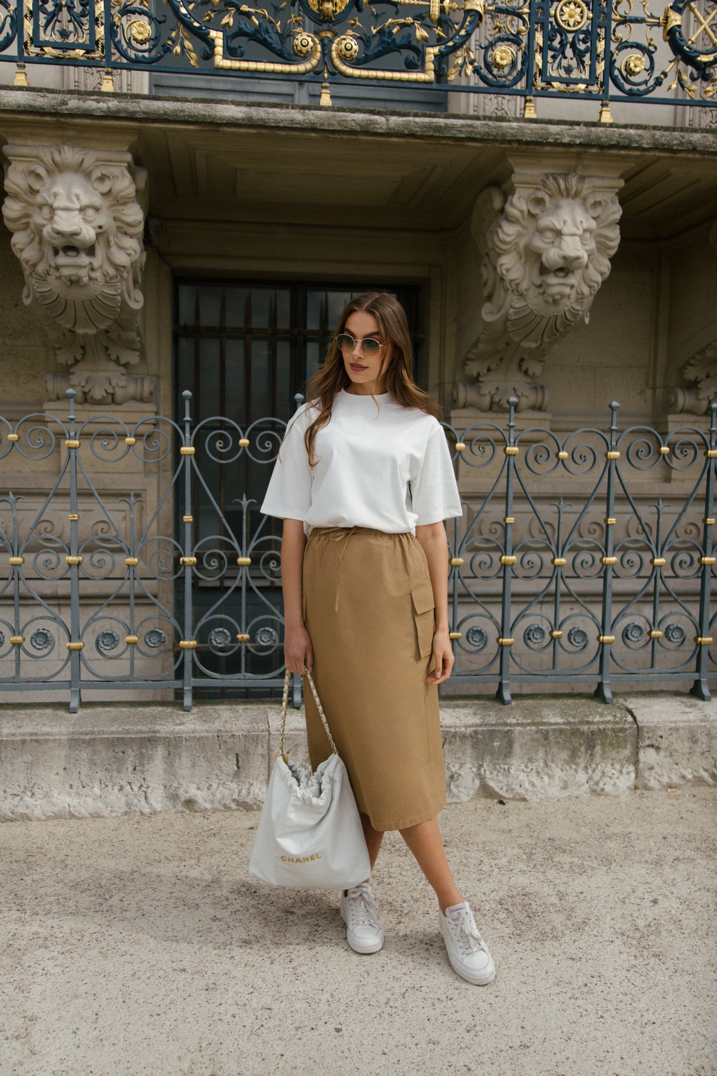 Beige Cargo Skirt