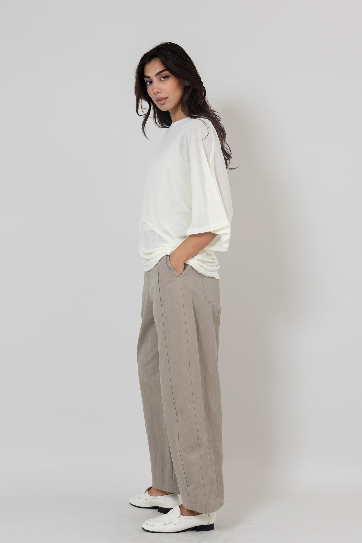 White Cotton Asymmetrical Top