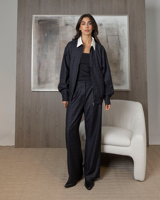 Plaid Set with White Collar