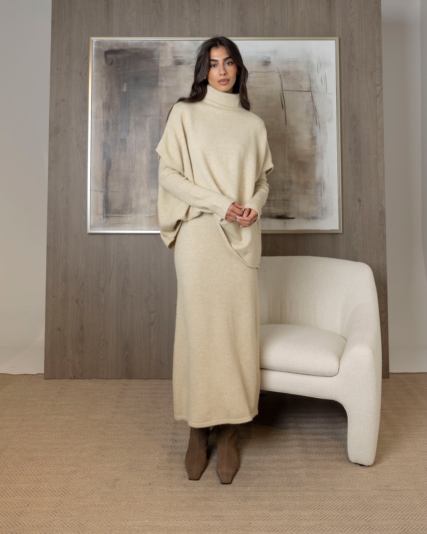 3 Piece Knit Set (Skirt, Long Sleeve Top, & Flowy Top)