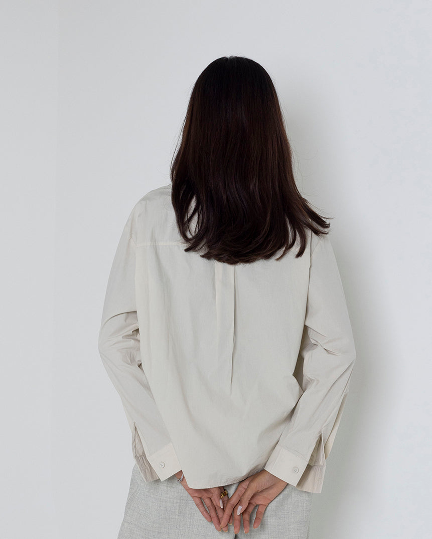 Draped Buttoned Blouse with Grey Inner
