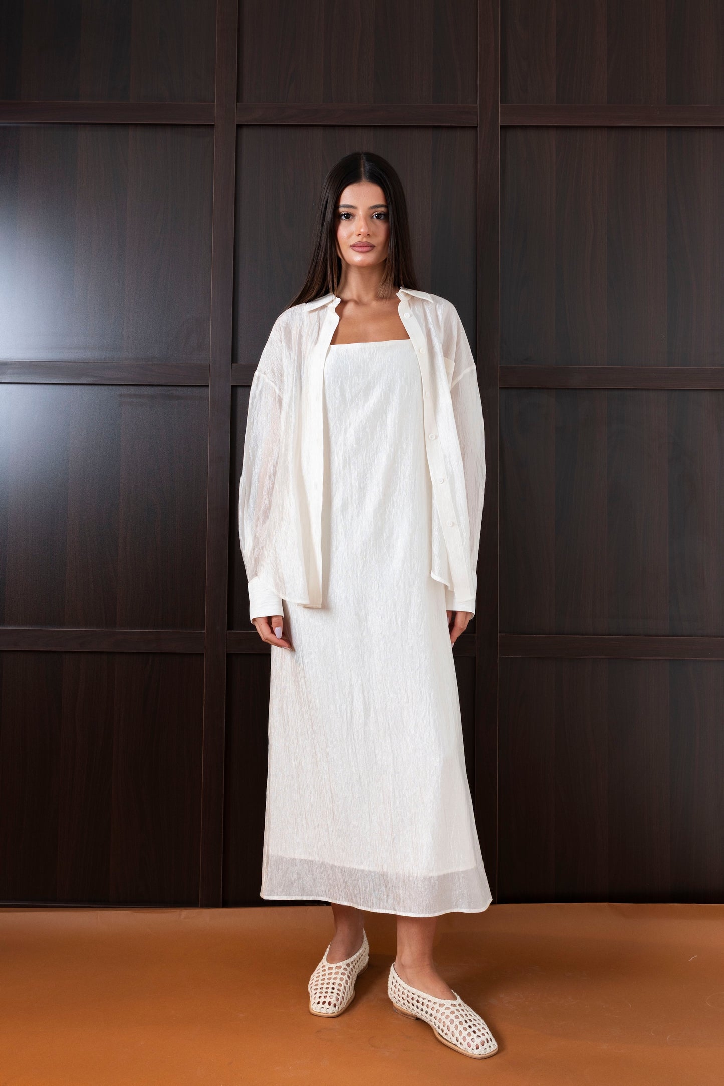 Creme Dress & Shirt Set