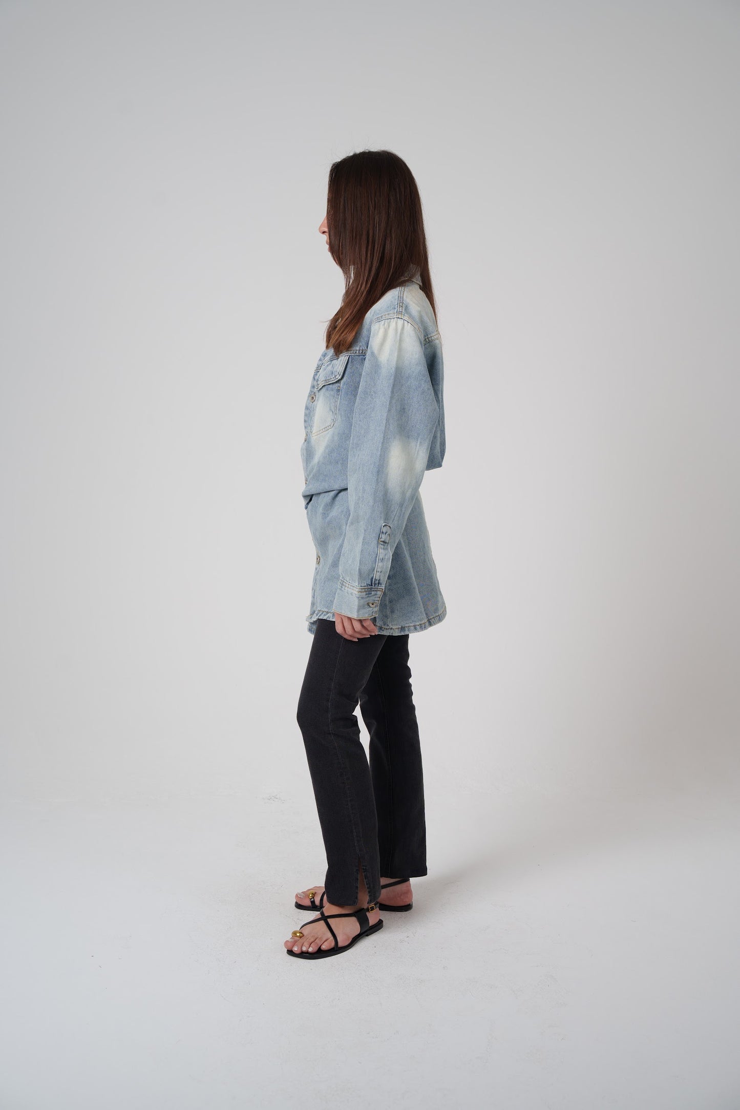Denim Button-Down Top