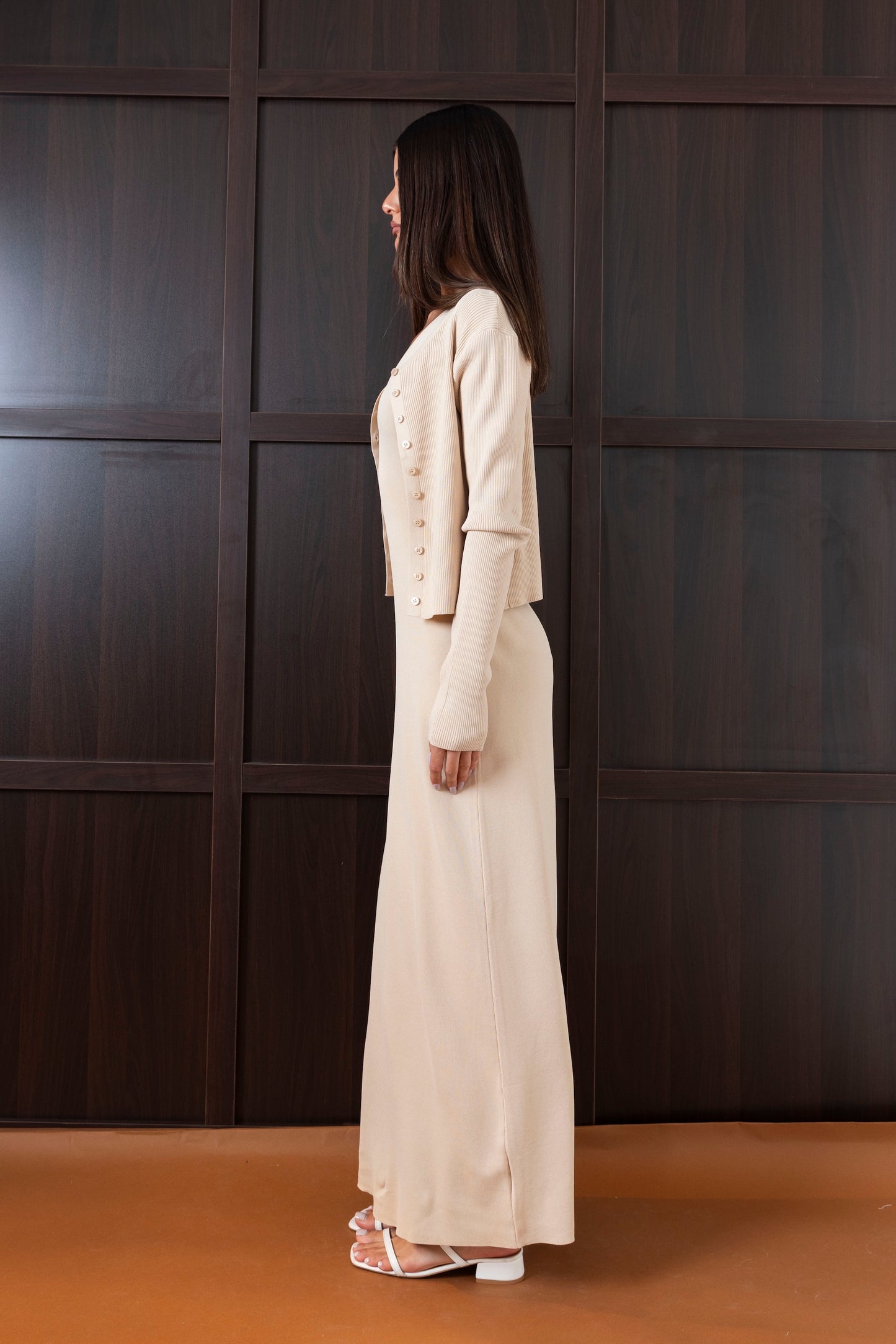 Ribbed Maxi Dress & Short Cardigan