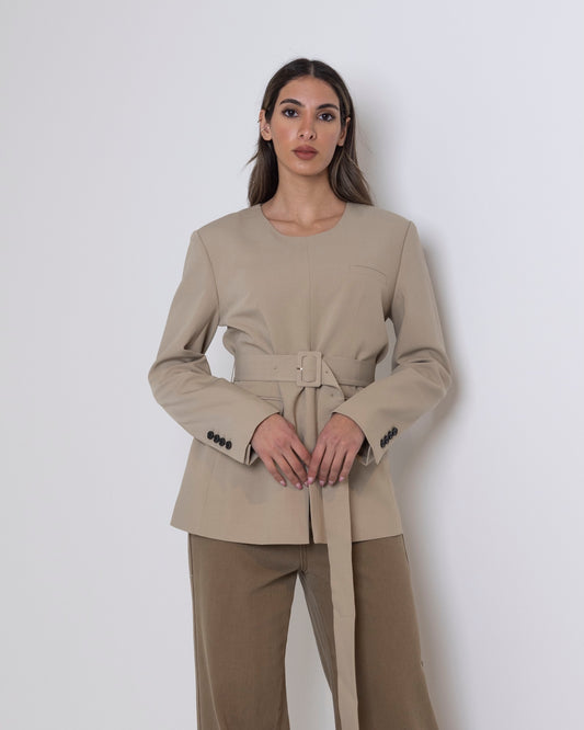 Khaki Top with Pockets & Belt