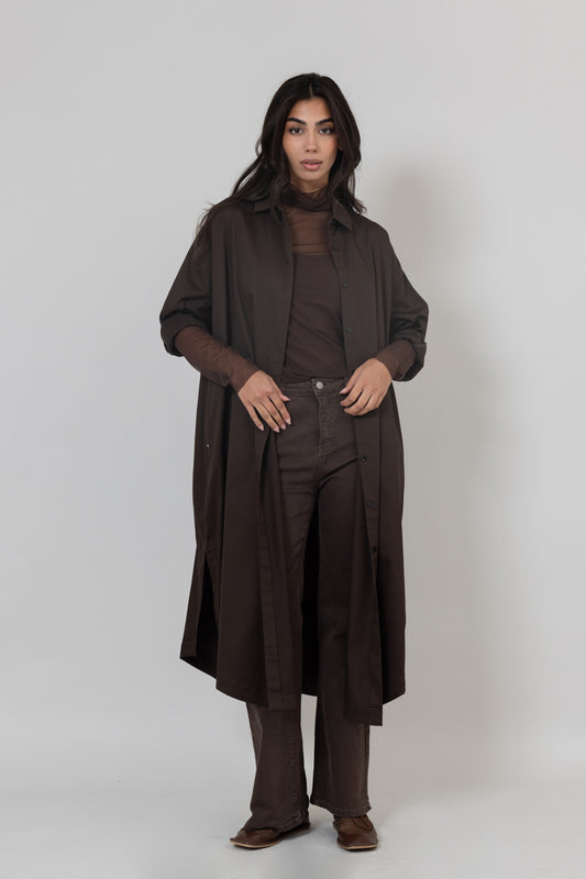 Brown Collared Long Shirt