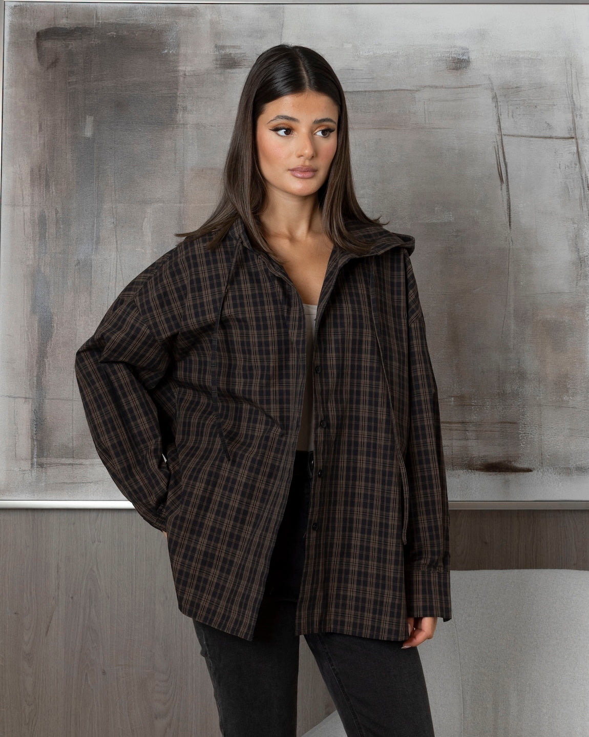 Plaid Light Hooded Shirt